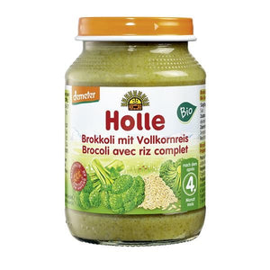 Broccoli Puree with Organic Brown Rice 4M 190g - Holle - Crisdietética