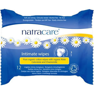 Salviettine di cotone per l'igiene intima biologica 12 unità - Natracare - Crisdietética