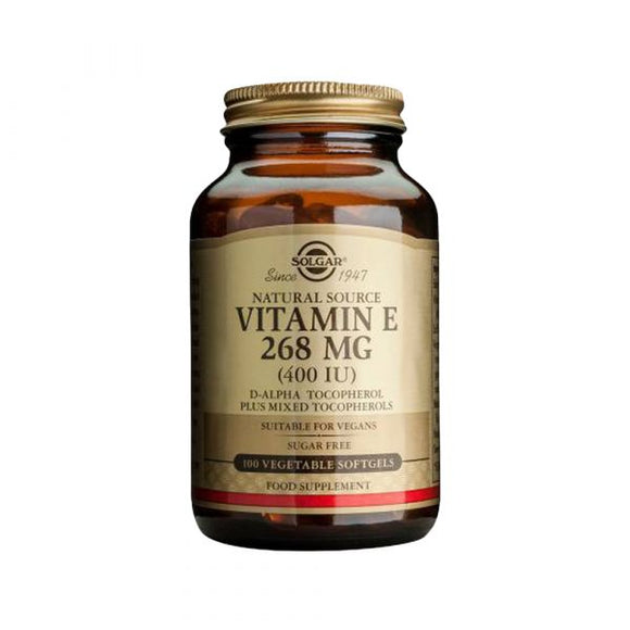 Vitamina E 400Ui 268Mg 100 Cápsulas Vegetais - Solgar - Crisdietética