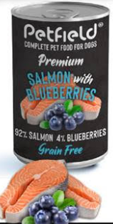 Wetfood Premium Dog Salmon e Blueberries Lata 400g* 6 Unidades - Petfield - Crisdietética