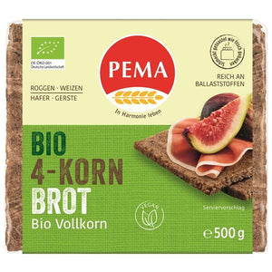 Whole German Bread with 4 Organic Cereals 500g - Pema - Crisdietética