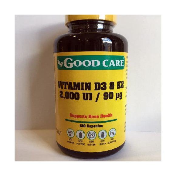 Vitamin D3 & K2 2000 UI 90 ug 120 cápsulas - Good Care - Crisdietética