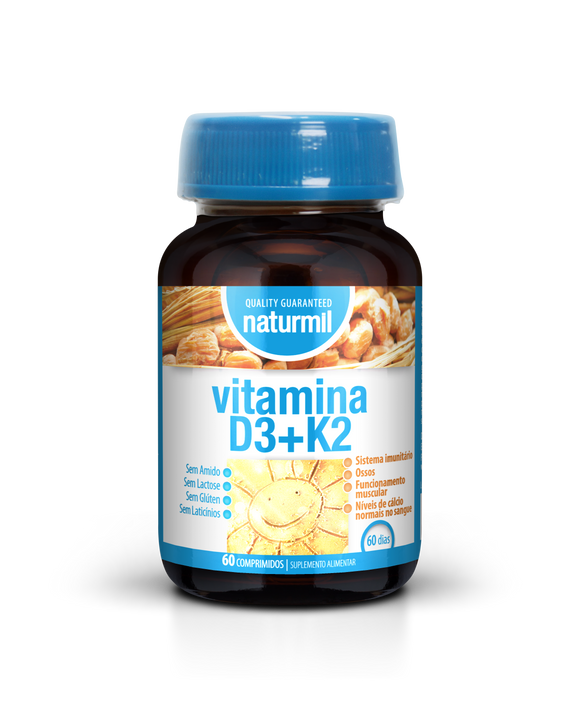 Vitamina D3 + K2 60 Comprimidos - Naturmil - Crisdietética