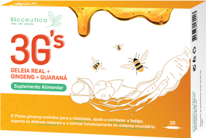 3 G's Royal Jelly + Ginseng + Guarana 20 Ampoules - Bioceutica - Crisdietética