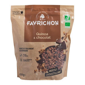 Muesli Bio Quinoa e Cioccolato Croccante 450g - Favrichon - Crisdietética