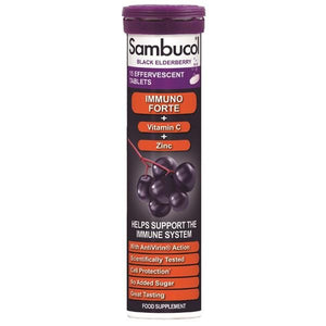 接骨木莓免疫福特維生素 C 和鋅泡騰片 15 - Sambucol - Crisdietética