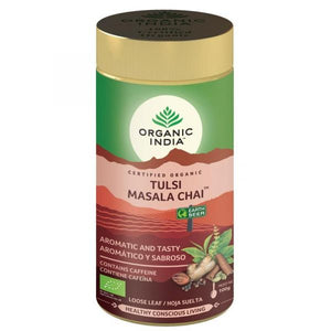 Tulsi Masala Chai Can 100g - Organic India - Chrysdietetic
