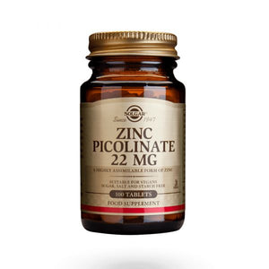 Picolinato de Zinc 22mg 100 Cápsulas - Solgar - Crisdietética