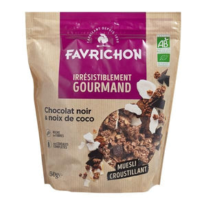 Bio-Schokolade und Kokosnuss Knuspriges Müsli 450g - Favrichon - Crisdietética