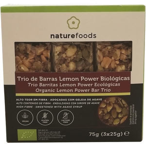 Trio Peanut Bars with Agave and Organic Lemon - Naturefoods - Crisdietética