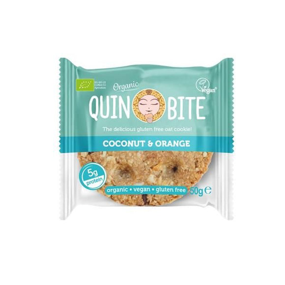 Cookie de Coco e Laranja Vegan 50g - Quin Bite - Crisdietética