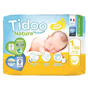 Pañales Ecológicos Recién Nacido Talla 1XS 2-5kg - Tidoo - Crisdietética