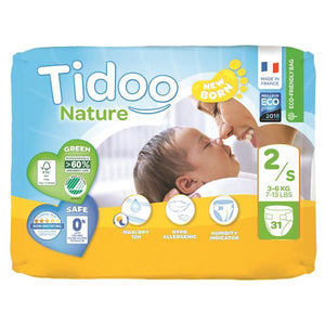 Couches écologiques pour nouveau-nés taille 2S 3-6kg - Tidoo - Crisdietética