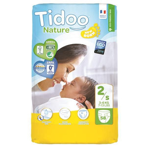 Couches écologiques pour nouveau-nés taille 2S 3-6kg - Tidoo - Crisdietética