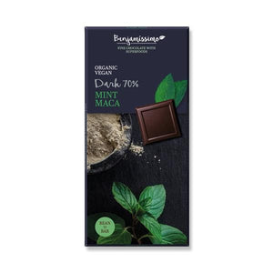 Cioccolato Fondente 70% Menta e Maca 70g - Benjamíssimo - Crisdietética