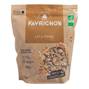 Biological Muesli Flax Seeds and Fiber 400g - Favrichon - Crisdietética