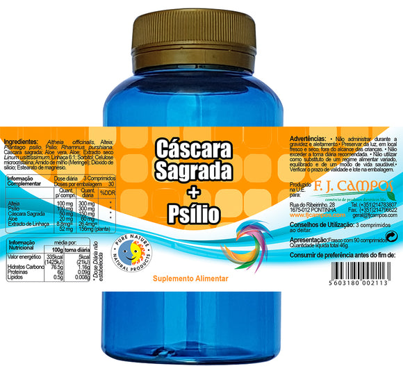 Cáscara Sagrada + Psílio 90 Comprimidos - Pure Nature - Crisdietética