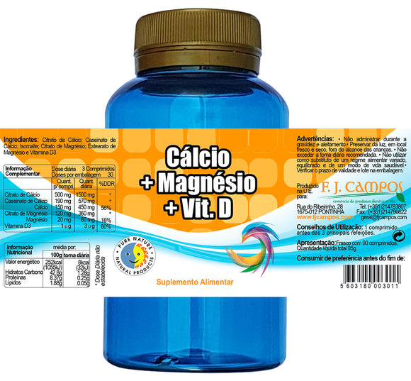 Cálcio+Magnésio+Vit. D 90 Comprimidos - Pure Nature - Crisdietética
