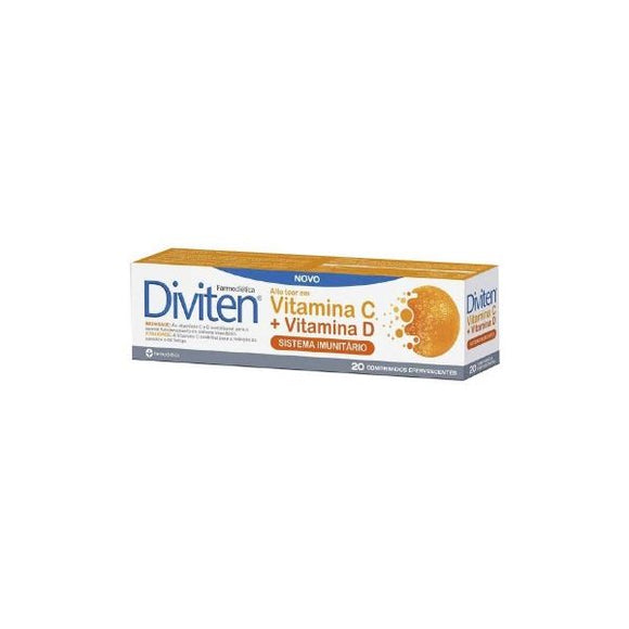 Diviten Vitaminas C e D 20 Comprimidos Efervescente - Farmodietica - Crisdietética
