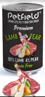 Wetfood Premium Dog Lamb e Pear Lata 400g* 6 Unidades - Petfield - Crisdietética