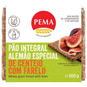 Special Whole German Rye Bread with Bran 500g - Pema - Crisdietética