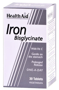 Iron Bisglycinate with Vitamin C 30 Capsules - Health Aid - Crisdietética