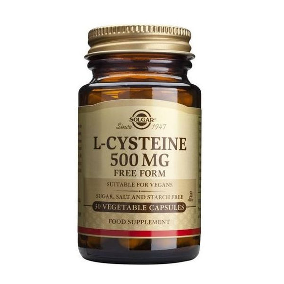 L-Cysteine 500mg Free Form 30 Cápsulas Vegetais - Solgar - Crisdietética