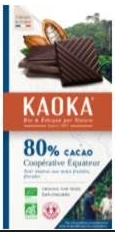 黑巧克力 80% 有機可可公平貿易厄瓜多爾 100 克 - Kaoka - Crisdietética