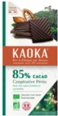 Chocolat bio équitable 100g 85% cacao - KAOKA - Crisdietética