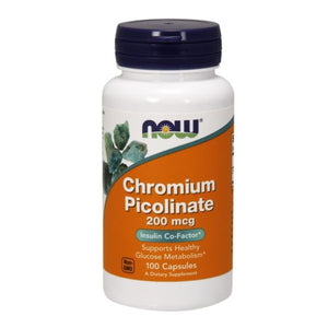 Chromium Picolinate 200mcg 100 capsules - Now - Crisdietética