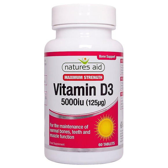 Vitamina D3 5000iu 60 Comprimidos - Natures Aid - Crisdietética