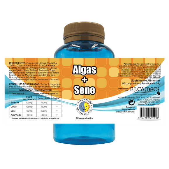 Algas + Sene 90 Comprimidos - Pure Nature - Crisdietética