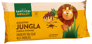 Biscotti animali della giungla ricoperti di cioccolato 60g - Noglut - Crisdietética