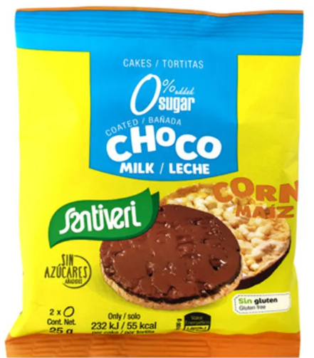 Galetes Milho com Cobertura de Chocolate ao Leite 2 Unidades - Santiveri - Crisdietética