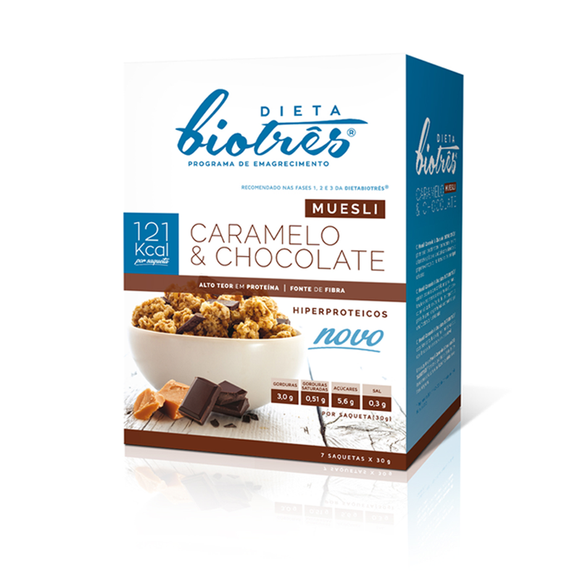 Muesli Chocolate e Caramelo 7*30g - Dieta Biotrês - Crisdietética