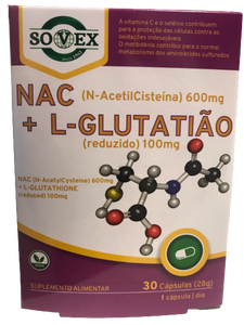 NAC + L-穀胱甘肽 30 粒膠囊 - Sovex - Crisdietética