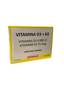 Vitamina D3 + K2 30 Cápsulas - Integralia - Crisdietética