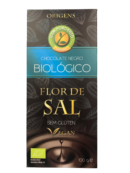 Chocolate Negro Flor de Sal S/ Glúten 100g- Cem porcento - Crisdietética