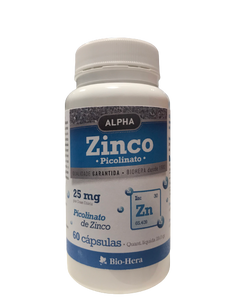 Zinco Picolinato Alpha 25mg 60 Cápsulas - Bio-Hera - Crisdietética
