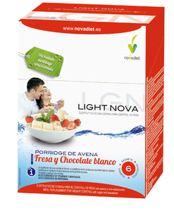 Light Nova Porridge Morango/Chocolate Branco 6Unid x 35g - Novadiet - Crisdietética