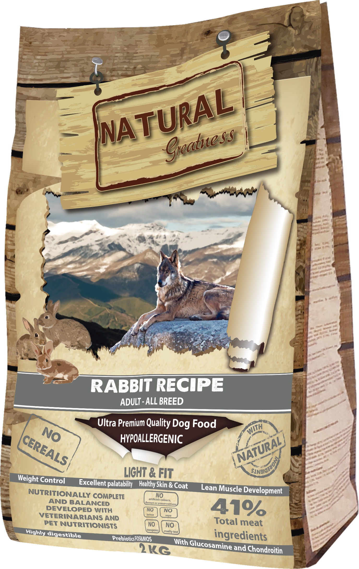 Natural Greatness Dog Lapin Light & Fit 2kg - Chrysdietetic