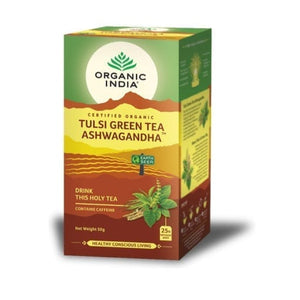Infusion Tulsi Grüner Tee Ashwagandha 25 Sachets - Organic India - Chrysdietética