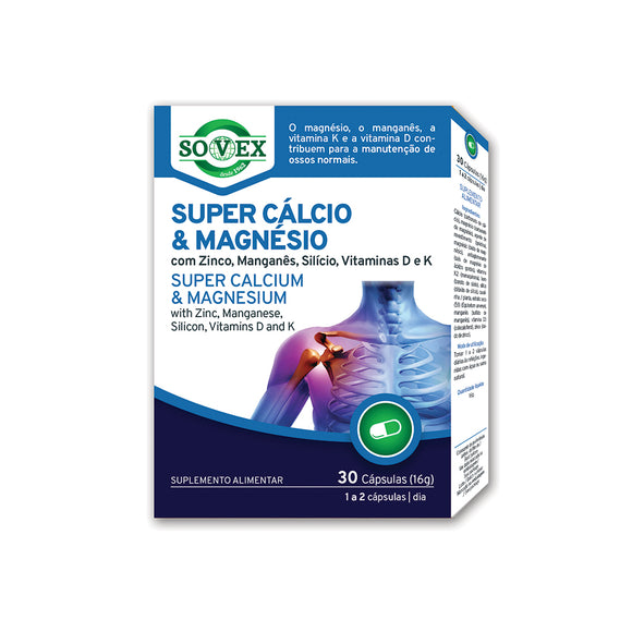 Super Cálcio e Magnésio 30 Cápsulas - Sovex - Crisdietética
