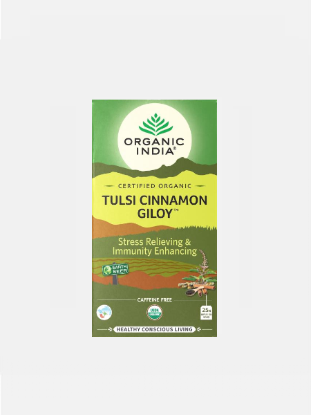 Infusão Bio Tulsi Cinnamon Giloy 25 saquetas - Organic India - Crisdietética