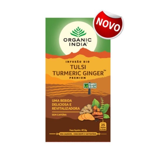 Infusão Bio Turmeric Ginger Premium 25 Saquetas - Organic India - Crisdietética