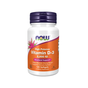 Vitamina D-3 2,000 U.I. 120 cápsulas - Now - Crisdietética