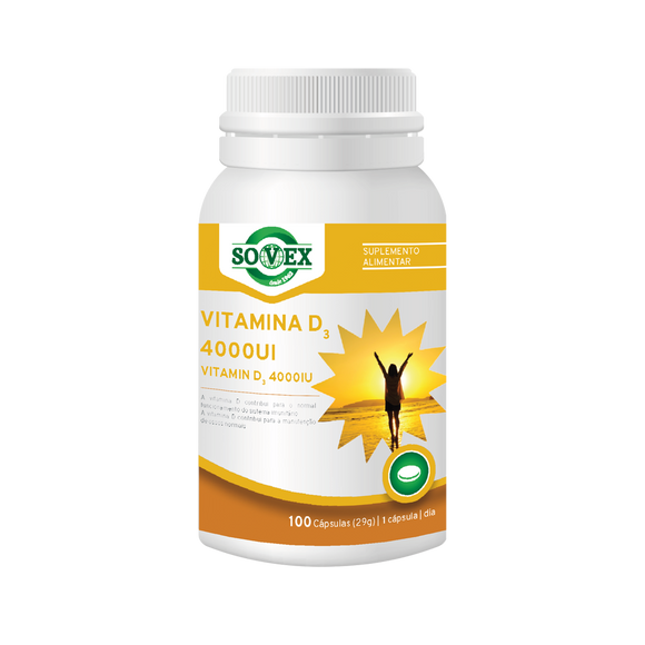Vitamina D3 4000UI - 100 Cápsulas - Sovex - Crisdietética