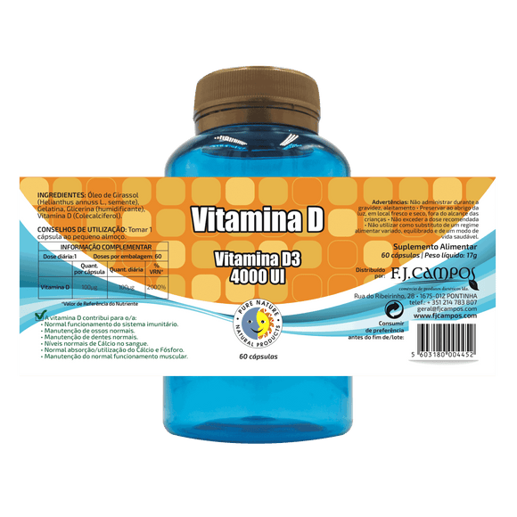 Vitamina D 60 Comprimidos - Pure Nature - Crisdietética