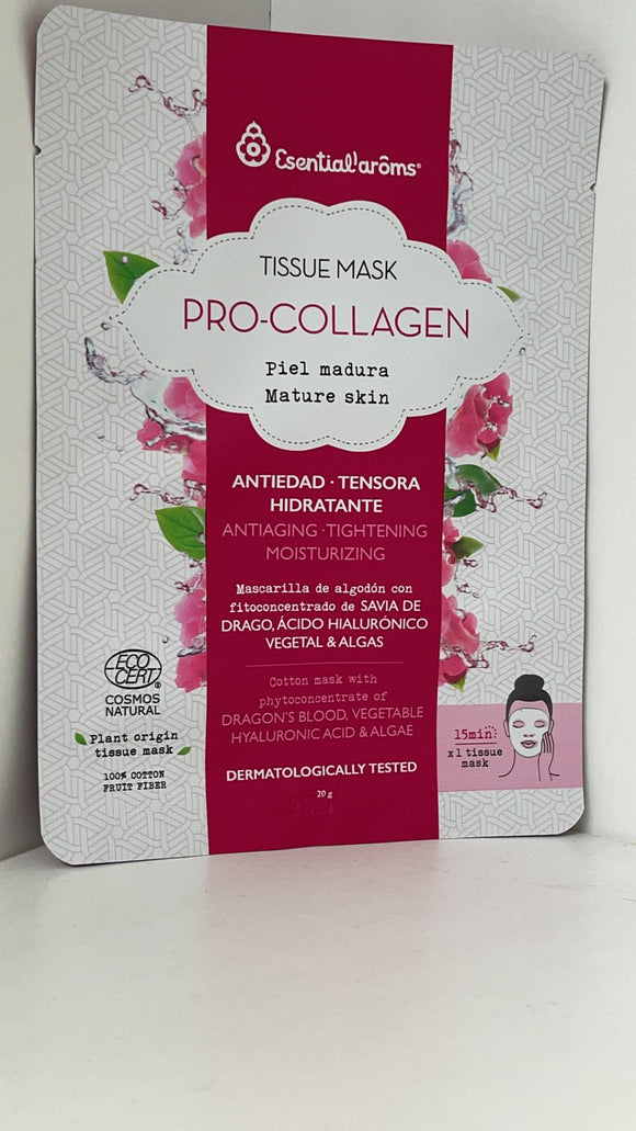 Tissue Mask Pro-Colágeno Antiedad 20g - Esential' Arôms - Crisdietética