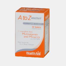 Multivitaminas A a Z Vegan 30 Comprimidos - HealthAid - Crisdietética